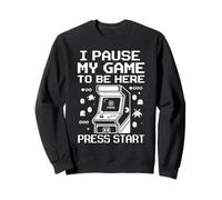 I Pause My Game To Be Here Retro Arcade Gamer Funny Pixel Sweatshirt