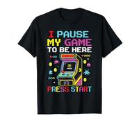 I Pause My Game to Be Here Retro Arcade Gamer Funny Pixel T-Shirt