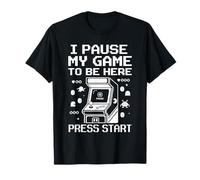 I Pause My Game to Be Here Retro Arcade Gamer Funny Pixel T-Shirt