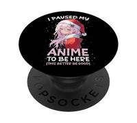 I Paused My Anime To Be Here Anime Girl Santa Hat Otaku PopSockets Adhesive PopGrip