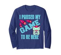 I Paused My Game to Be Here Funny Gamer Unicorn Quote Long Sleeve T-Shirt