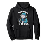 I Paused My Game To Be Here Funny Scottish Fold Cat Gamer Pullover Hoodie
