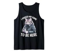 I Paused My Game To Be Here Funny Siberian Cat Gamer Tank Top