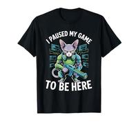 I Paused My Game To Be Here Funny Sphynx Cat Gamer T-Shirt
