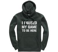 I Paused My Game to Be Here Gaming Gamer Unisex Kids Boys Girls Hoodie Gaming Jumper 12/13 Forest Green