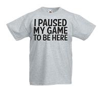 I Paused My Game to Be Here Kids Boys Girls Gamer Gaming T Shirt Tee 14-15 Years Heather Grey