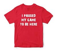 I Paused My Game to Be Here T-Shirt Kids Boys Gaming Tshirt Child Funny Slogan Gamer Gift Present, Red, 5-6 Years
