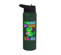 I Paused My Game to Be Here Toddler Gaming Dinosaur Kids Men Stainless Steel Insulated Water Bottle