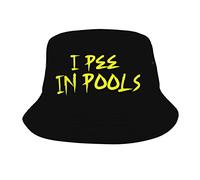 I Pee in Pools Bucket Hat Unisex,Funny Quote Humor Fisherman Cap Travel Beach Sun Hats for Outdoor Headwear Black