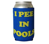 I Pee in Pools - Funny Can Cooler - Blue Neoprene - Perfect Gag Gift