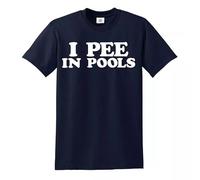 I Pee in Pools Funny T-Shirt Rude Humor Summer Swim Water Fun Mens Tee (Navy,M)
