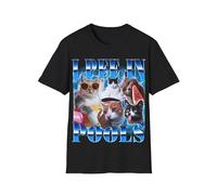 I Pee in Pools T-Shirt Hilarious Silly Cat Brainrot Energy Kitty Bootleg Funny Meme Graphic Shirt, Black, XXL