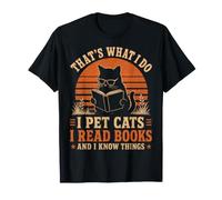 I Pet Cats and Read Books Retro Cat Book T-Shirt