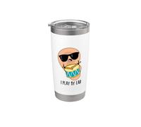 I Play By Ear Funny Drummer Pun Stainless Steel Insulated Tumbler