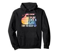I Play Like a Girl Curling Try To Keep Up Curler Female Pullover Hoodie