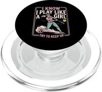 I Play Like A Girl Softball Player Quote Retro Artwork PopSockets PopGrip for MagSafe