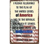 I Pledge Allegiance Patriotic Independence Day Weatherproof Aluminum Vintage Toilet Cave Bar Home Bathroom Wall Decoration Sign Sign 8x6 Inch