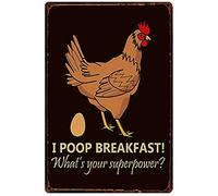 I Poop Breakfast!Chicken Crossing Farm Fresh Eggs Metal Tin Sign Home Kitchen Bar Pub Farm Wall Decor -1 Retro Metal Tin Sign 8X12 Inches