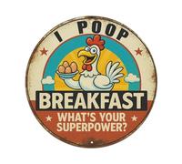 I Poop Breakfast Chicken Vintage Metal Sign, Rusty Wall Decor, Suit for Farmhouse Kitchen Or Chicken Coop, Gift for Poultry Lovers Or Funny Country Decor Enthusiasts