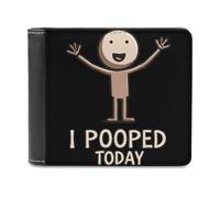 I Pooped Today Men's Leather Wallet Bifold Purse Card Holder Slim Money Clip Single-Sided Print
