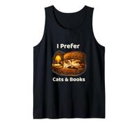 I Prefer Cats & Books - Calico Cat and Book Design Tank Top