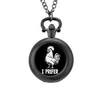 I Prefer Cock LGBT Gay Men's Pocket & Fob Watches Analogue Display Quartz Watch with Chain for Birthday Christmas Father's Day Black-Style