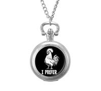 I Prefer Cock LGBT Gay Men's Pocket & Fob Watches Analogue Display Quartz Watch with Chain for Birthday Christmas Father's Day Silver-Style