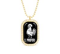 I PREFER COCK LGBT Gay Women's Pendant Necklaces Inlaid Crystal Pendants Long Alloy Necklace Jewelry Gift Golden-style