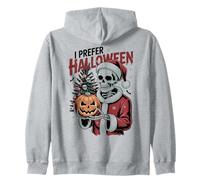 I Prefer Halloween Christmas Creepy Cute Skeleton Gothic Zip Hoodie