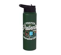 I Prefer Patients Over Paperwork Funny Nurse Life Stainless Steel Insulated Water Bottle