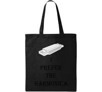 I Prefer The Harmonica Natural Ecological Cotton Tote Bag Black
