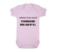 I prefer to be called stormageddon dark lord of all baby grow vest, 6-12 months, Pastel Pink