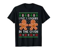 I Put 2 Cookies in The Oven Ugly Xmas Sweater Twin Pregnancy T-Shirt