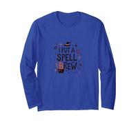 I Put A Spell On Brew: Witchy Coffee Lover's Halloween Long Sleeve T-Shirt, Adult Unisex, Royal Blue, M