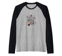 I Put A Spell On Brew: Witchy Coffee Lover's Halloween Raglan Baseball Tee, Men, Black/Athletic Heather, S