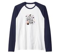 I Put A Spell On Brew: Witchy Coffee Lover's Halloween Raglan Baseball Tee, Men, Navy/White, M