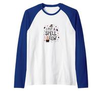 I Put A Spell On Brew: Witchy Coffee Lover's Halloween Raglan Baseball Tee, Men, Royal Blue/White, M