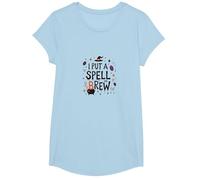 I Put A Spell On Brew: Witchy Coffee Lover's Halloween T-Shirt, Girls, Baby Blue, Small