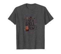 I Put A Spell On Brew: Witchy Coffee Lover's Halloween T-Shirt, Men, Dark Heather Grey, XL