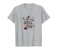 I Put A Spell On Brew: Witchy Coffee Lover's Halloween T-Shirt, Men, Heather Grey, M