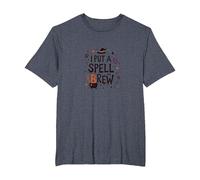 I Put A Spell On Brew: Witchy Coffee Lover's Halloween T-Shirt, Men's Big and Tall, Heather Blue, 3X Tall