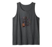 I Put A Spell On Brew: Witchy Coffee Lover's Halloween Tank Top, Men, Dark Heather Grey, L