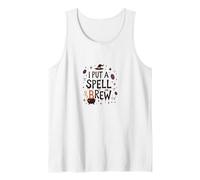 I Put A Spell On Brew: Witchy Coffee Lover's Halloween Tank Top, Men, White, M