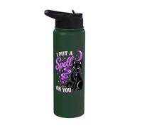 I Put a Spell on You Black Cat Witch Halloween Stainless Steel Insulated Water Bottle
