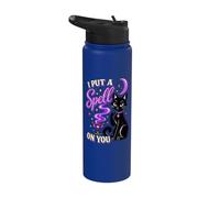 I Put a Spell on You Black Cat Witch Halloween Stainless Steel Insulated Water Bottle