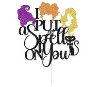 I Put A Spell On You Cake Topper, Hocus Pocus Cake Topper, Halloween Witch Hair Party Decor, Halloween Themed Witches Birthday Party Decorations Glitter
