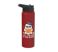 I Put The Boo in The Books Ghost Witch Halloween Stainless Steel Insulated Water Bottle