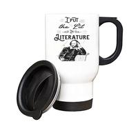 I Put The Lit in Literature, Book Lovers Gift, Teacher gift, Insulated 14oz Travel Mug, Tea, Coffee Mug. (White)