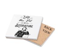 I Put The Lit in Literature, Book Lovers Gift, Teacher gift, Tableware, Coffee, Tea, Drink Coaster. (Square Ceramic Coaster)
