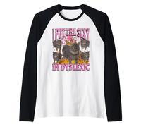 I Put The Sexy In Dyslexic Funny Cat Meme Bootleg Graphic Raglan Baseball Tee